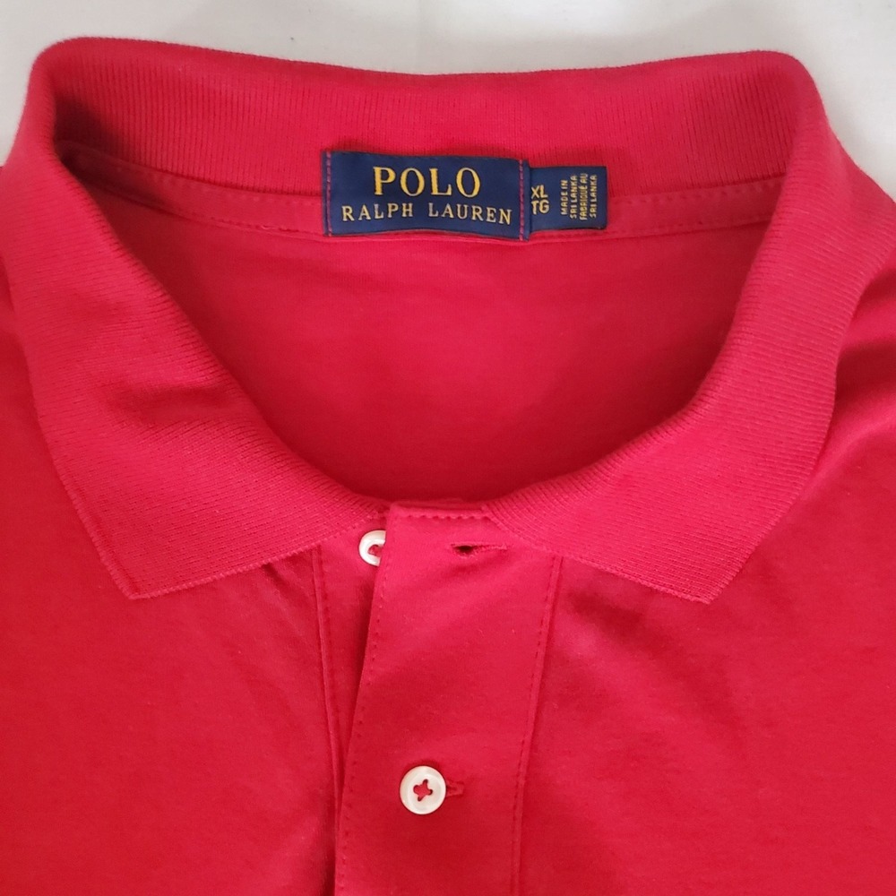 POLO Ralph Lauren Men's Red Solid Mesh Short Sleeve Polo Shirt Size XL - Picture 4 of 12